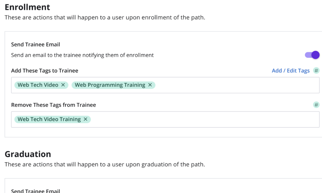 Auto-tag trainees