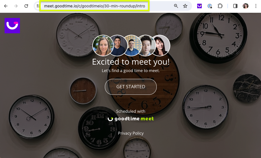 Company scheduling links in GoodTime Meet