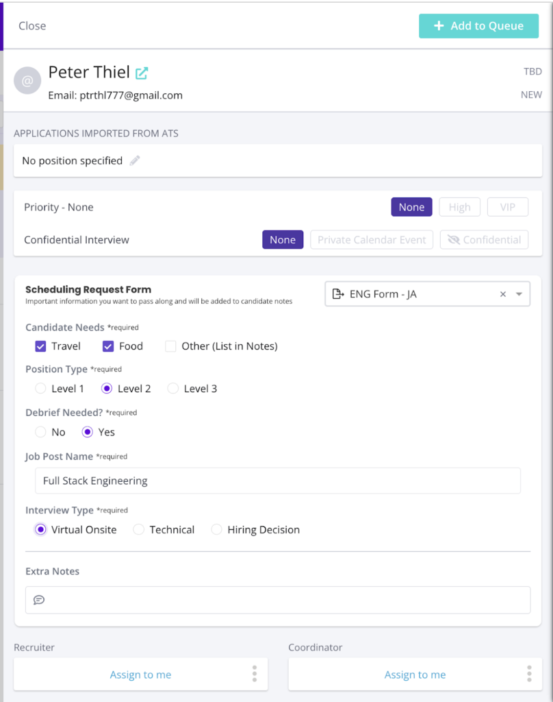 scheduling request forms in GoodTime