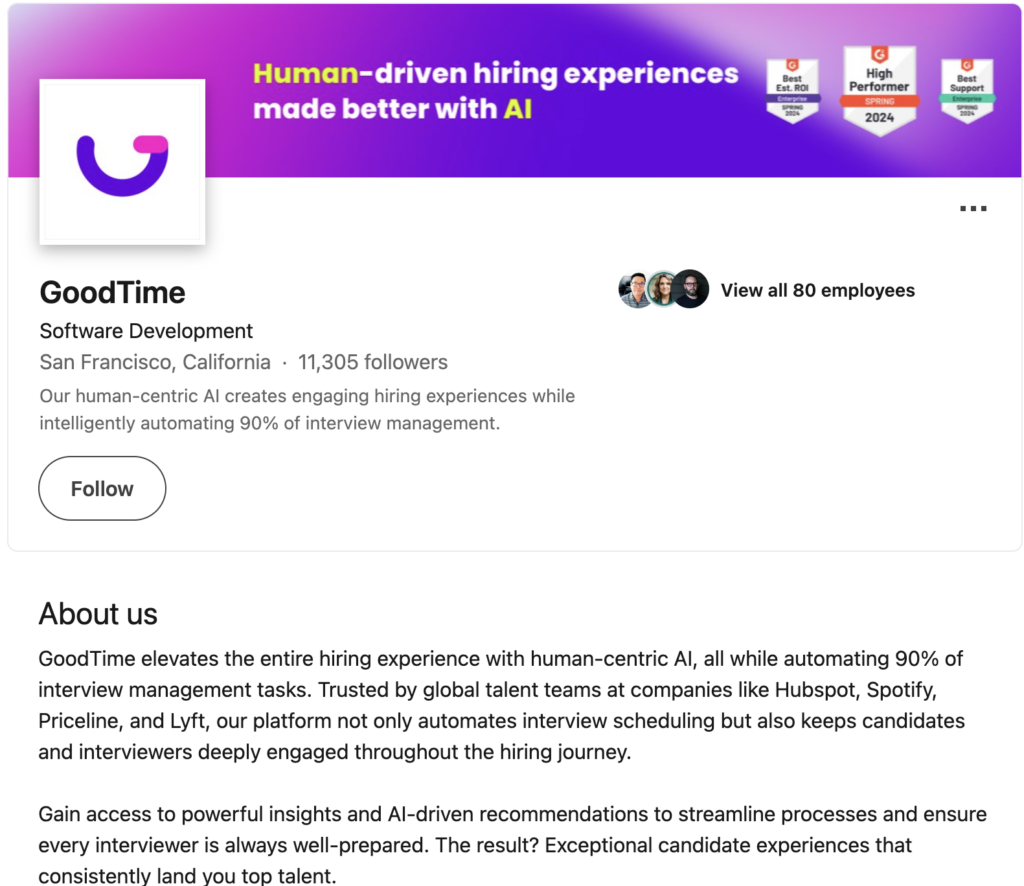 GoodTime recruitment marketing example